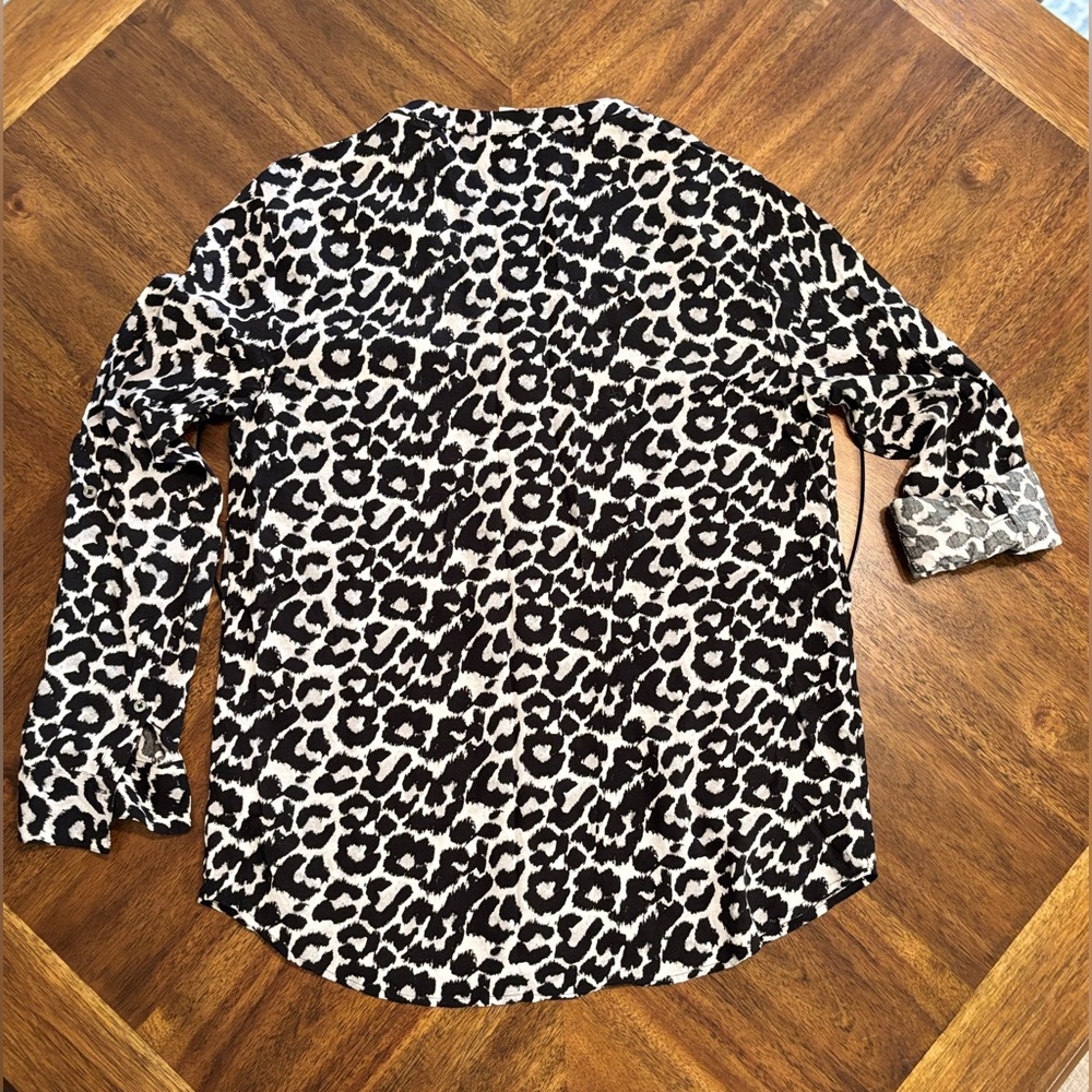 Soft Joie Black and White Animal Print Long Sleeve Blouse - Picture 2 of 5